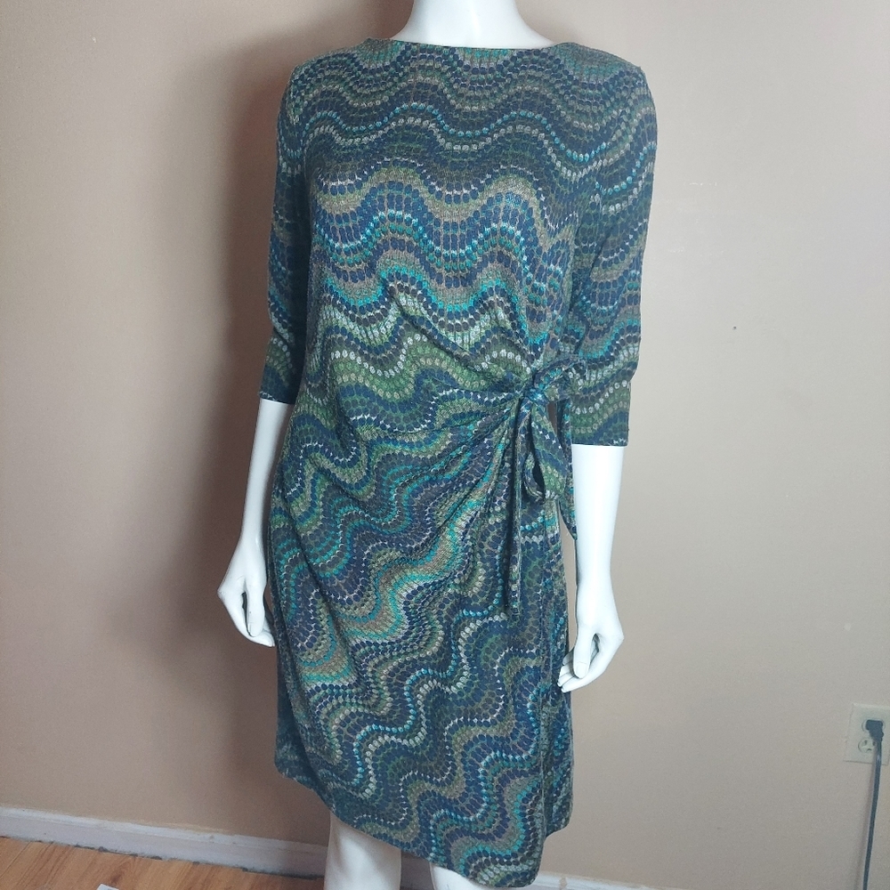 PULL IN 24HRS Shelby & Palmer Knit Blue Green Dress Size Medium - Picture 8 of 11